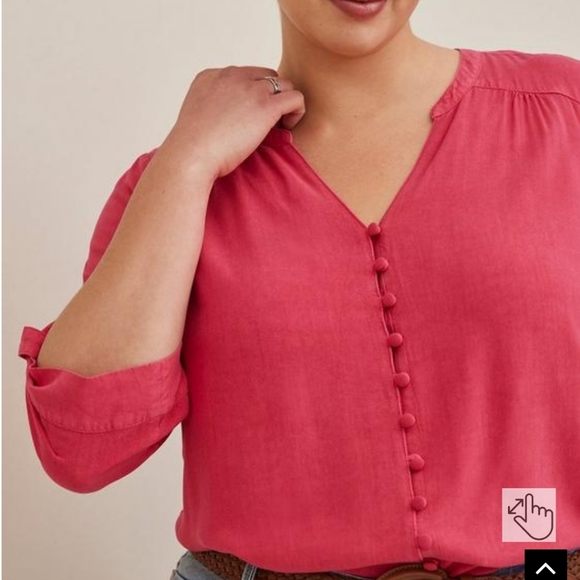 Plus Size 6X New Torrid Harper Challis Button-Front 3/4 Sleeve Blouse shirt top - Picture 2 of 6